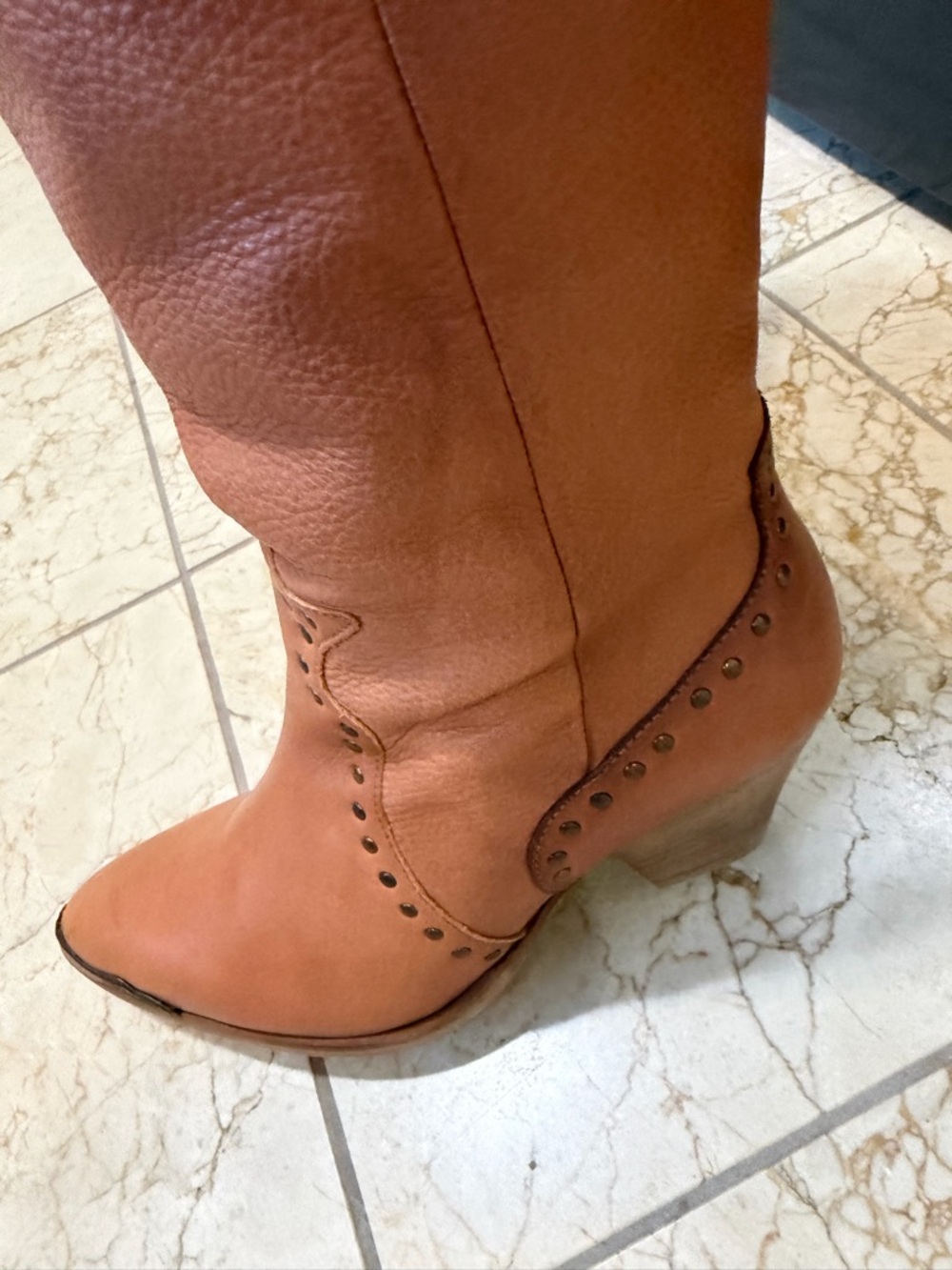 Concert/Festival Fringed -Knee High-Boots in Cognac Super Soft - Picture 2 of 7